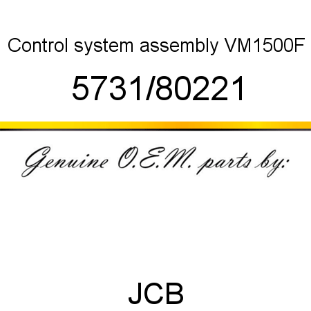 Control, system assembly, VM1500F 5731/80221