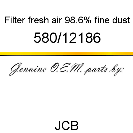 Filter, fresh air, 98.6%, fine dust 580/12186