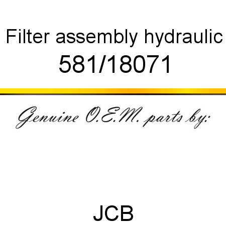 Filter, assembly, hydraulic 581/18071