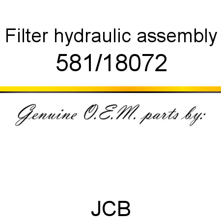 Filter, hydraulic, assembly 581/18072