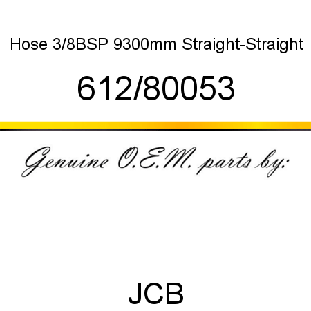 Hose, 3/8BSP 9300mm, Straight-Straight 612/80053