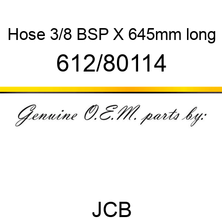 Hose, 3/8 BSP X 645mm long 612/80114