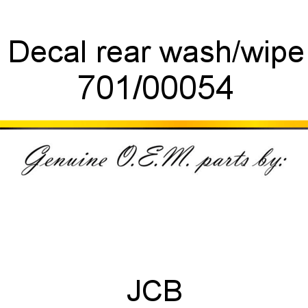 Decal, rear wash/wipe 701/00054