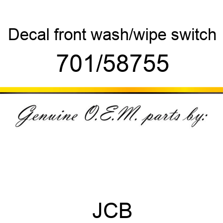 Decal, front wash/wipe, switch 701/58755