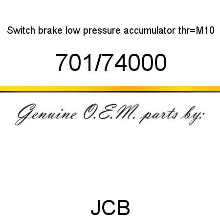 Switch, brake low pressure, accumulator, thr=M10 701/74000