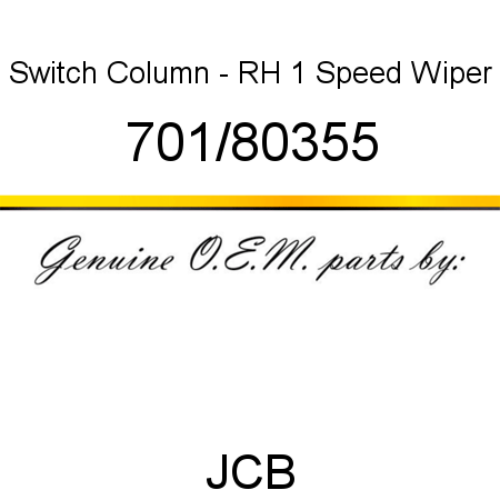 Switch, Column - RH, 1 Speed Wiper 701/80355
