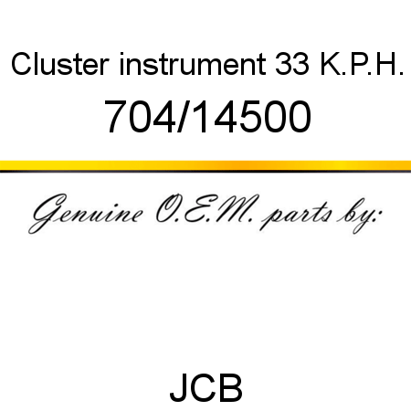 Cluster, instrument, 33 K.P.H. 704/14500