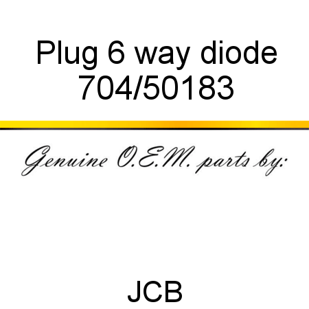 Plug, 6 way diode 704/50183