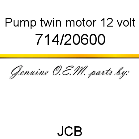 Pump, twin motor, 12 volt 714/20600