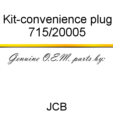 Kit-convenience plug 715/20005