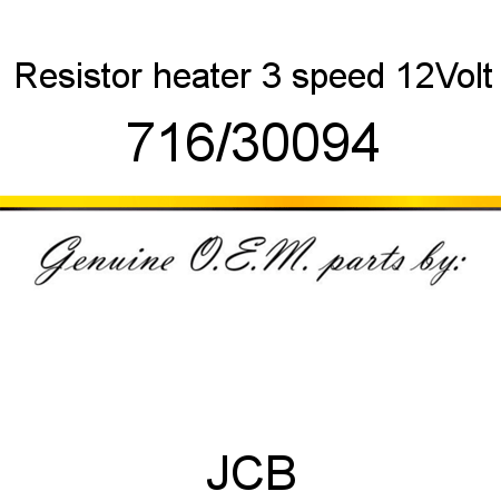 Resistor, heater, 3 speed 12Volt 716/30094