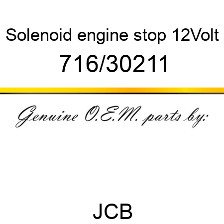 Solenoid, engine stop, 12Volt 716/30211