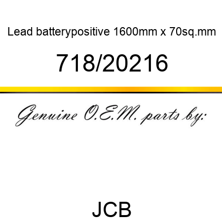Lead, battery,positive, 1600mm x 70sq.mm 718/20216