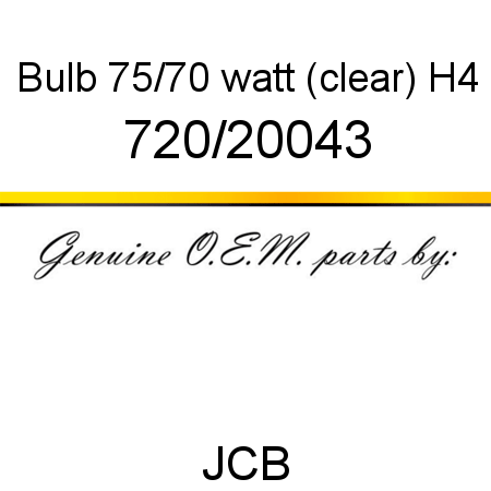 Bulb, 75/70 watt (clear), H4 720/20043