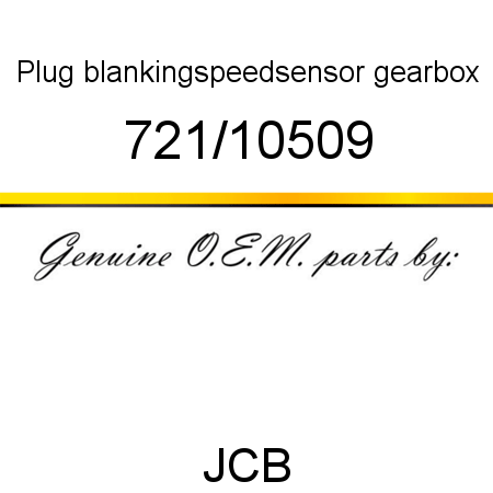 Plug, blanking,speedsensor, gearbox 721/10509