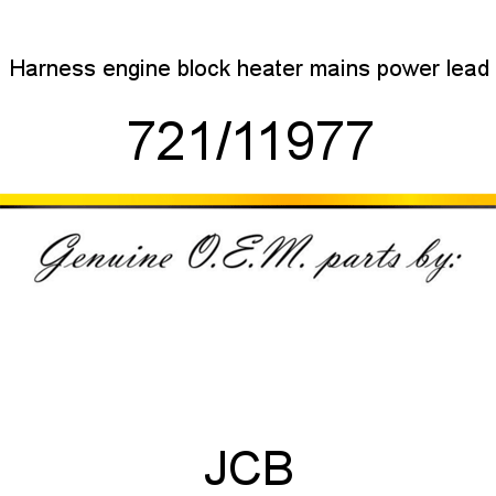 Harness, engine block heater, mains power lead 721/11977