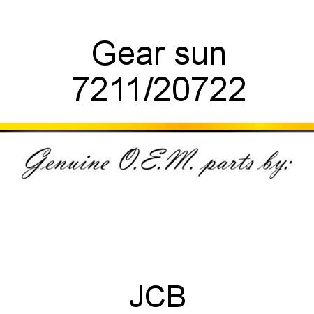 Gear, sun 7211/20722