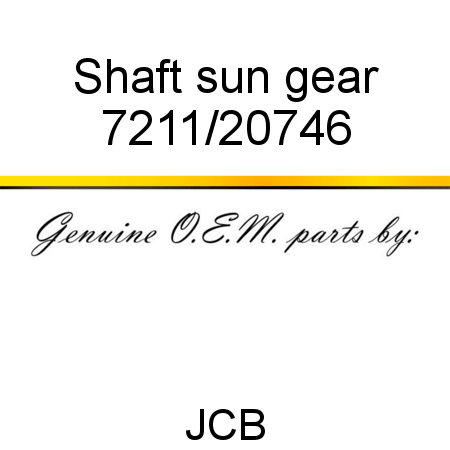 Shaft, sun gear 7211/20746