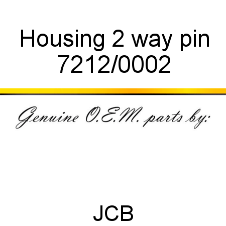 Housing, 2 way pin 7212/0002