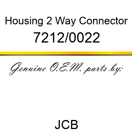 Housing, 2 Way Connector 7212/0022