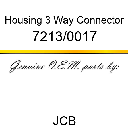 Housing, 3 Way Connector 7213/0017