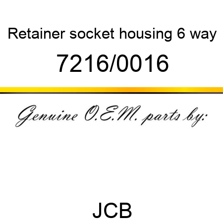 Retainer, socket housing, 6 way 7216/0016