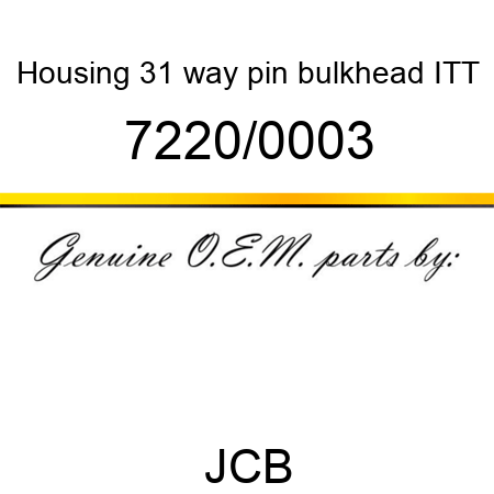 Housing, 31 way pin bulkhead, ITT 7220/0003