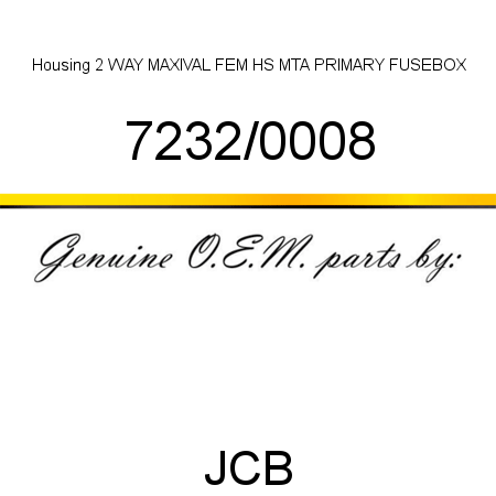 Housing, 2 WAY MAXIVAL FEM HS, MTA PRIMARY FUSEBOX 7232/0008