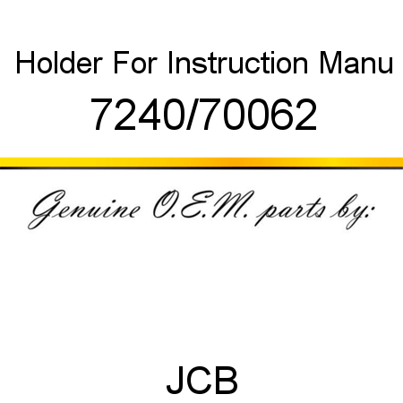 Holder, For Instruction Manu 7240/70062