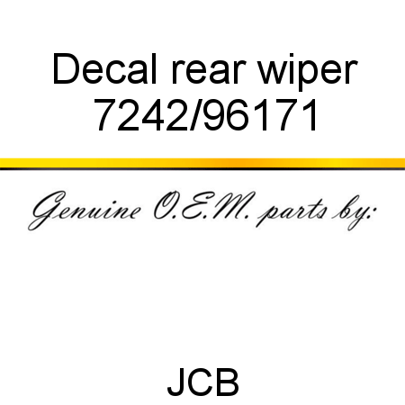 Decal, rear wiper 7242/96171