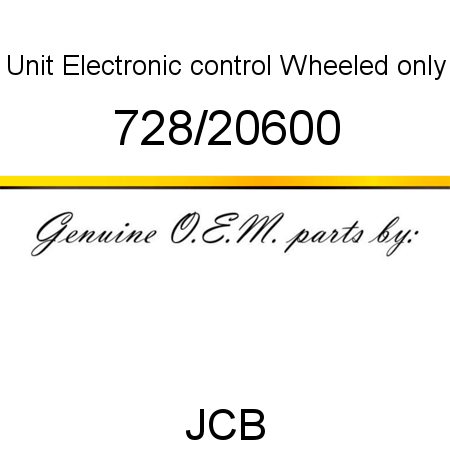 Unit, Electronic control, Wheeled only 728/20600