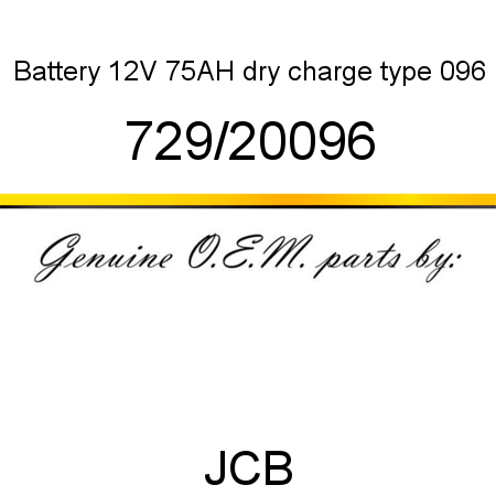 Battery, 12V 75AH, dry charge, type 096 729/20096