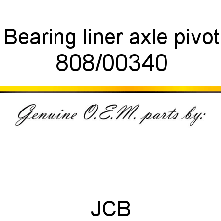 Bearing, liner, axle pivot 808/00340