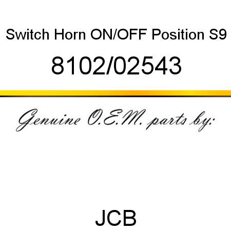 Switch, Horn ON/OFF, Position S9 8102/02543