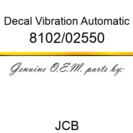 Decal, Vibration Automatic 8102/02550