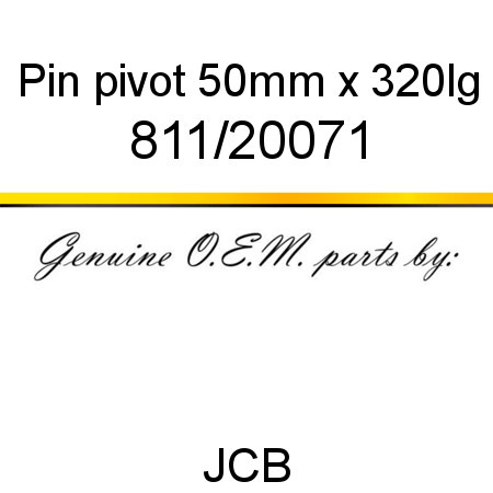Pin, pivot, 50mm x 320lg 811/20071