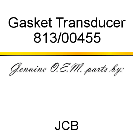 Gasket, Transducer 813/00455