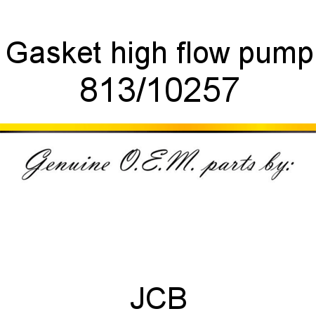 Gasket, high flow pump 813/10257