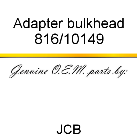 Adapter, bulkhead 816/10149