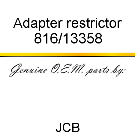 Adapter, restrictor 816/13358