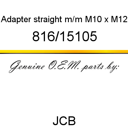 Adapter, straight m/m, M10 x M12 816/15105