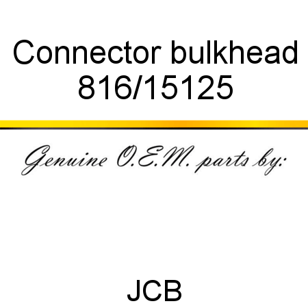 Connector, bulkhead 816/15125