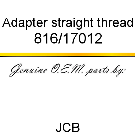 Adapter, straight thread 816/17012