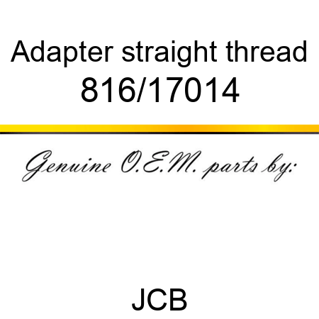 Adapter, straight thread 816/17014