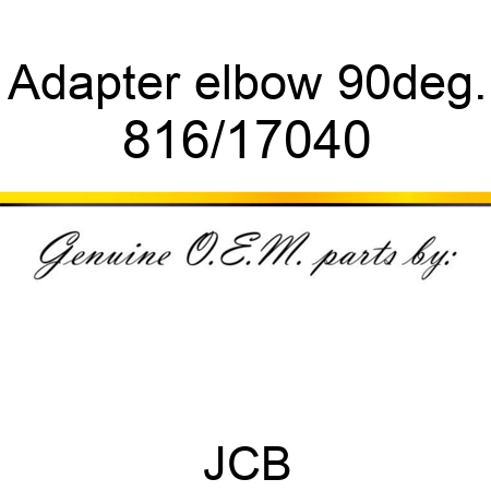 Adapter, elbow, 90deg. 816/17040