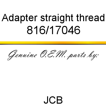 Adapter, straight thread 816/17046