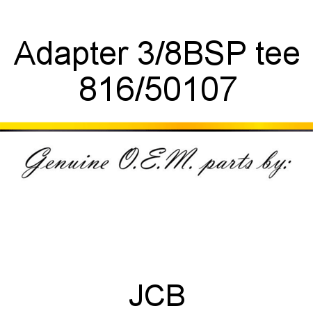 Adapter, 3/8BSP tee 816/50107
