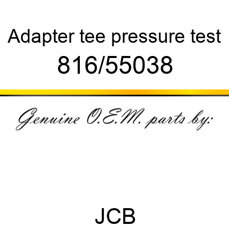 Adapter, tee, pressure test 816/55038