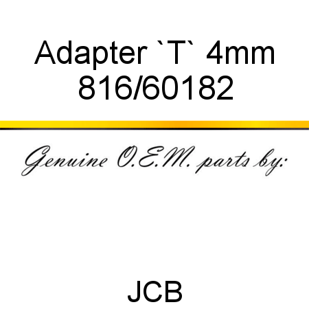 Adapter, `T`, 4mm 816/60182