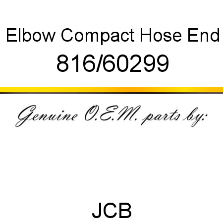 Elbow, Compact Hose End 816/60299